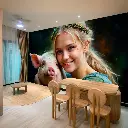🐖🎨 Mural Decorativo de Cerdo Rosado con su Dueña – Encanto Rústico y Originalidad 🌸✨