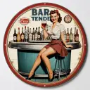 🍸✨ "Chica Bar Tender: Cuadro Decorativo Vintage que Captura la Esencia del Glamour Clásico" ✨