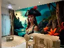 Mural Decorativo de Mujer Pirata Valiente – Elegancia y Aventura para Tu Hogar