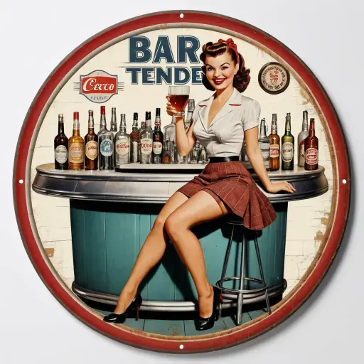 🍸✨ "Chica Bar Tender: Cuadro Decorativo Vintage que Captura la Esencia del Glamour Clásico" ✨