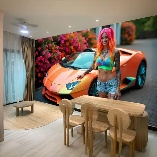 🏎️🔥 Mural Decorativo de Lamborghini Veneno Naranja – Estilo Audaz y Exclusivo 🚗✨